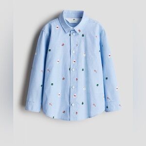 H&M Kids Light Blue Festive Button-Down Shirt